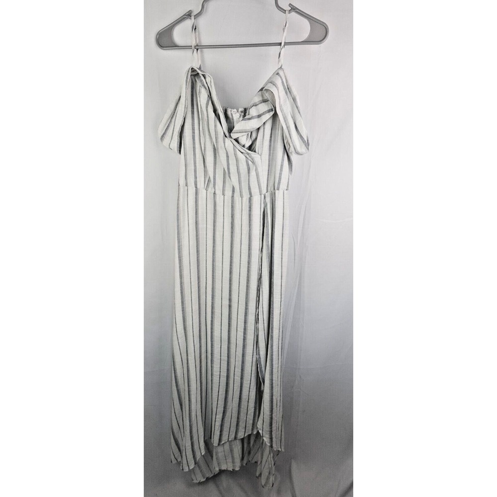 Promesa Striped Maxi Dress L Off Shoulder Tie Front Boho‎ Festival Flowy Summer